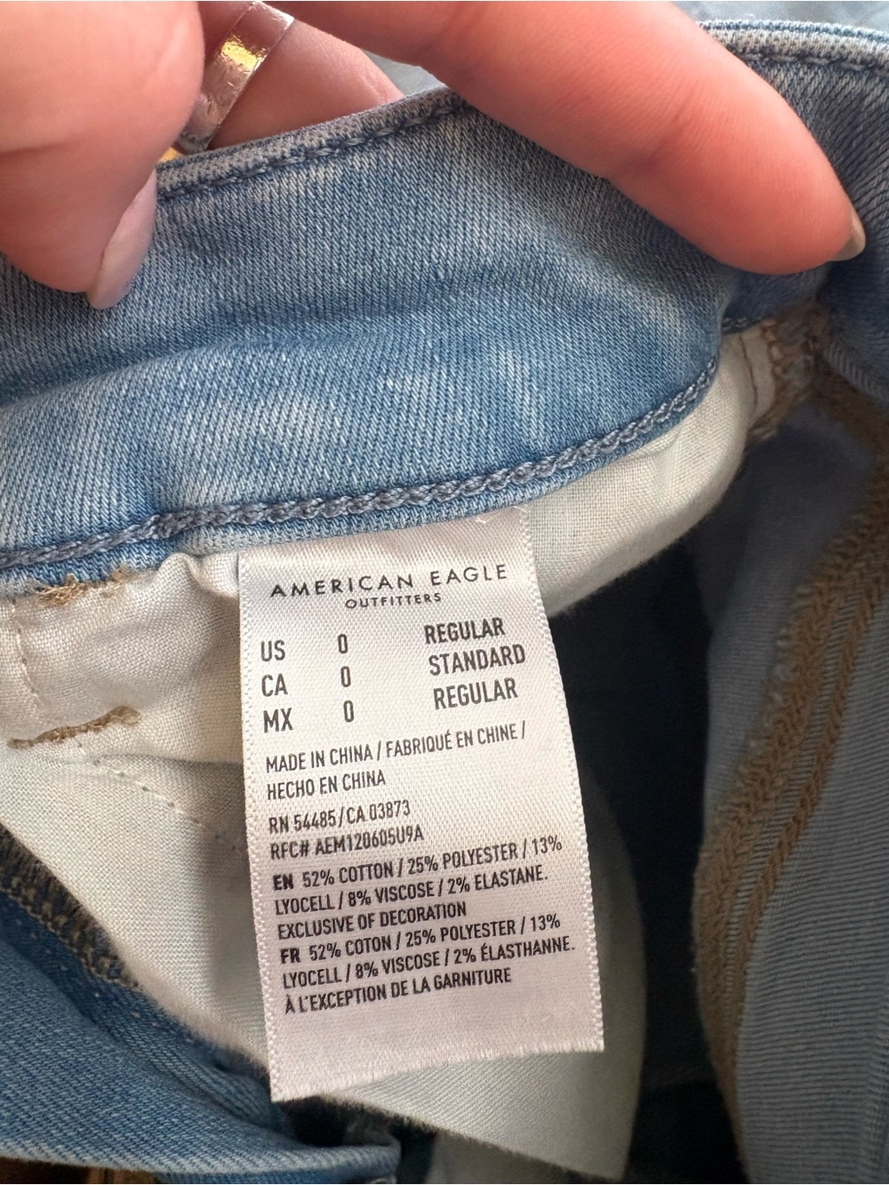American Eagle Stretchy Light Wash High Waisted Ripped Jeans - Picture 3 of 4